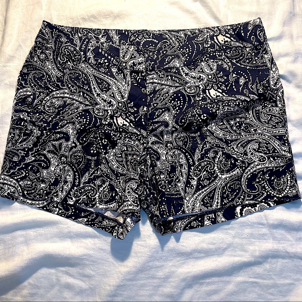 Navy Blue Paisley Shorts